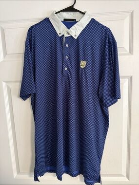 Greyson Blue Geometric Polo with White Contrast Collar Men’s XL